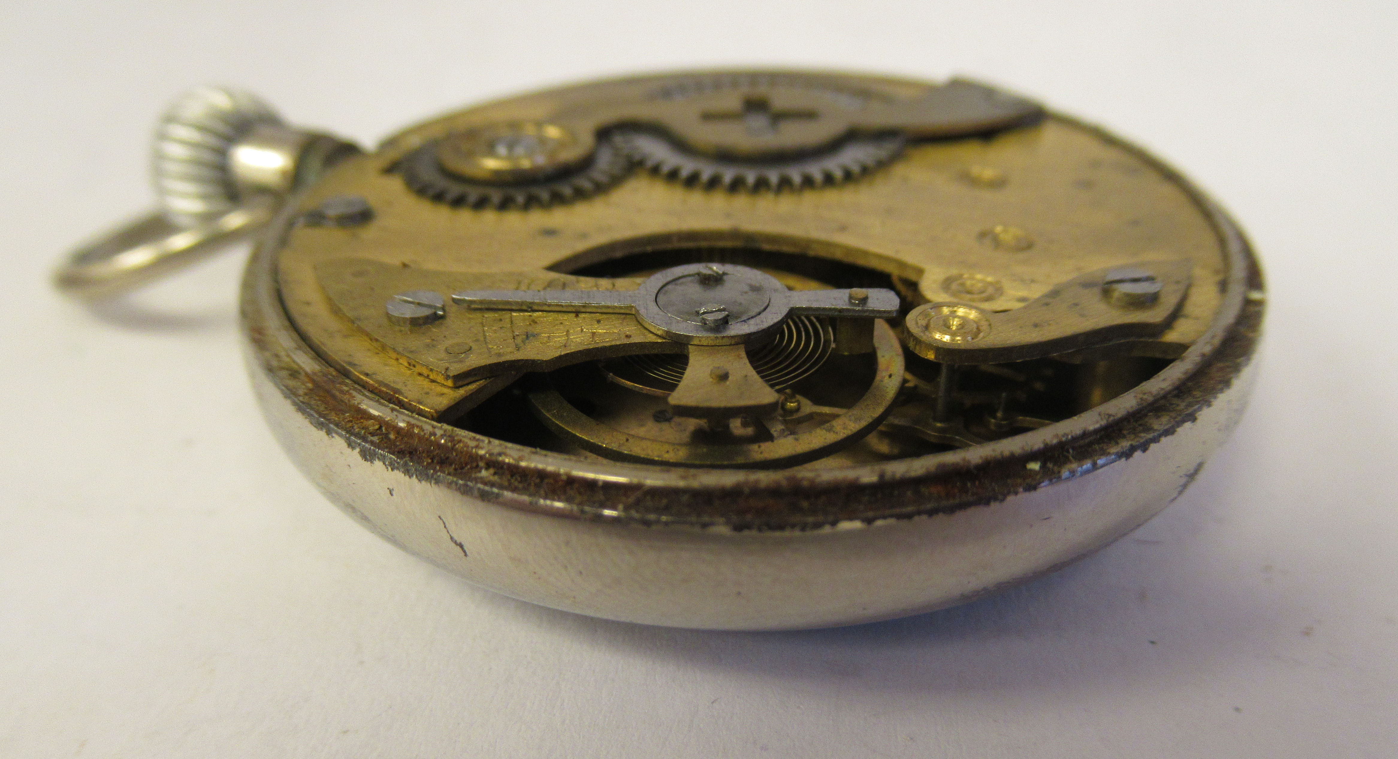 A World War II German KM Oberon nickel plated steel pair cased pocket watch, formerly the property - Image 8 of 8