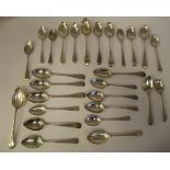 Twenty-seven similar 19thC silver Old English pattern tea and small fruit spoons  mixed marks