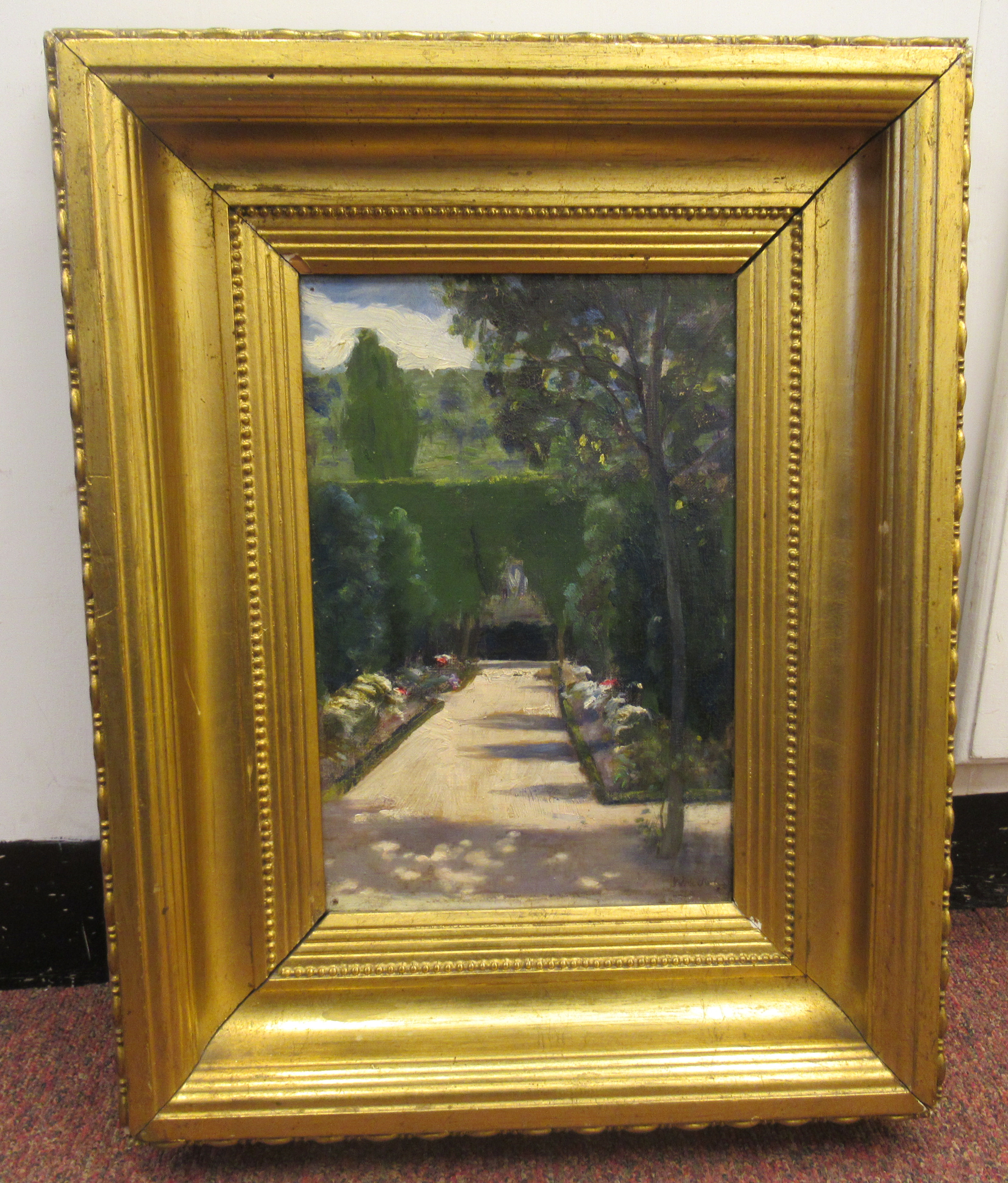 Late 19thC French School - 'A Garden in Caude**'  oil on canvas  bears an indistinct signature & - Image 2 of 6