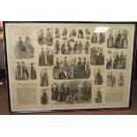 A Victorian collage display of print extracts from 'The Young Ladies Journal' describing current