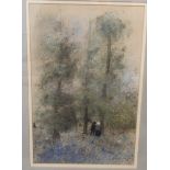 Gabrielle Bellocq - two figures in a woodland setting  pastel  bears a signature & dated 1979  19" x