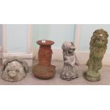 Composition stone garden ornaments : to include a wall bracket, fashioned as a lion mask  10"h