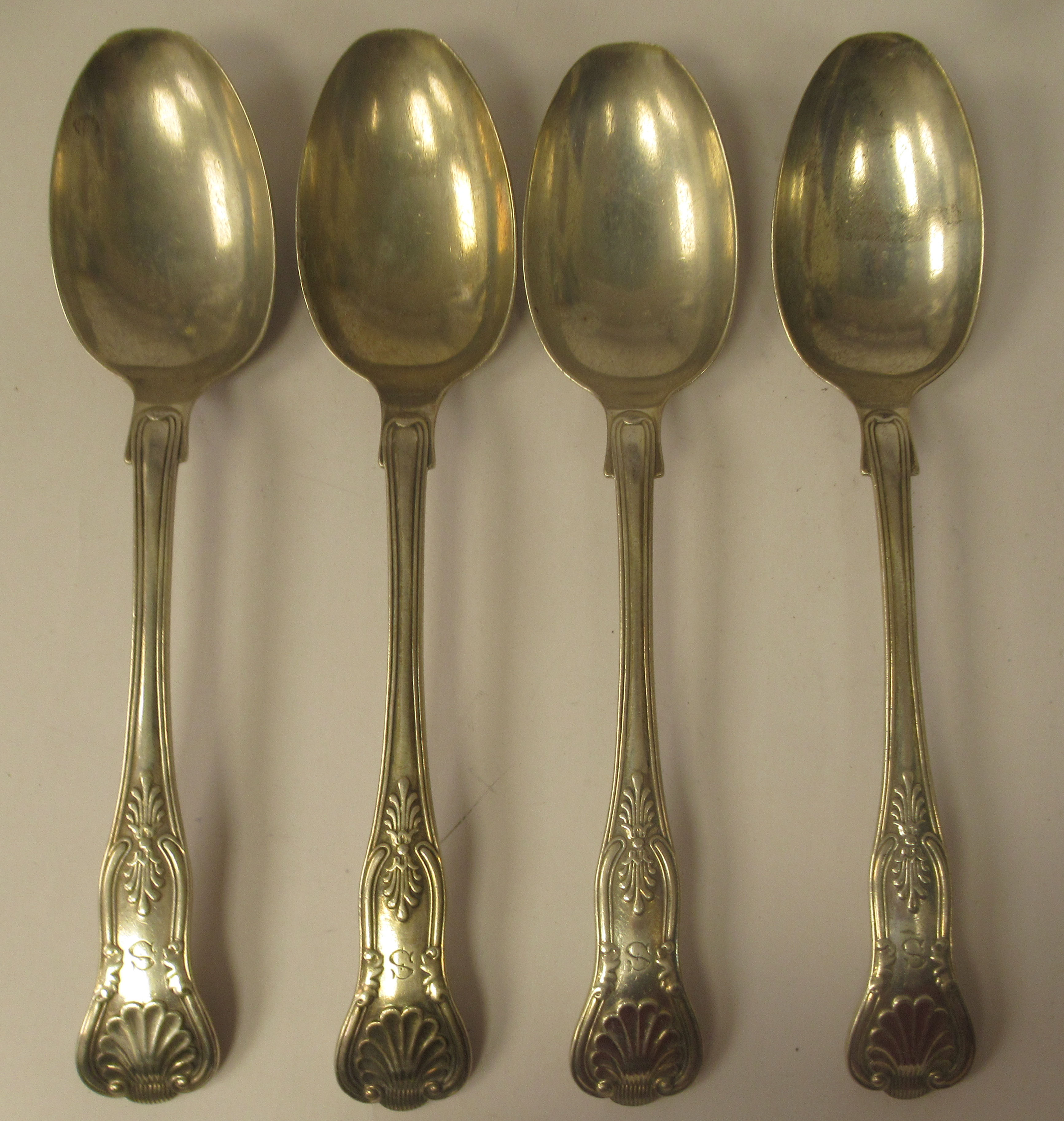 A set of four silver Queens pattern tablespoons  London JR Sheffield  1898