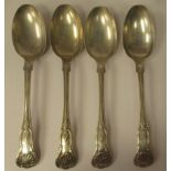 A set of four silver Queens pattern tablespoons  London JR Sheffield  1898