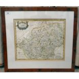 An 18thC Robert Morden coloured county map 'Hertfordshire' incorporating a banner title cartouche