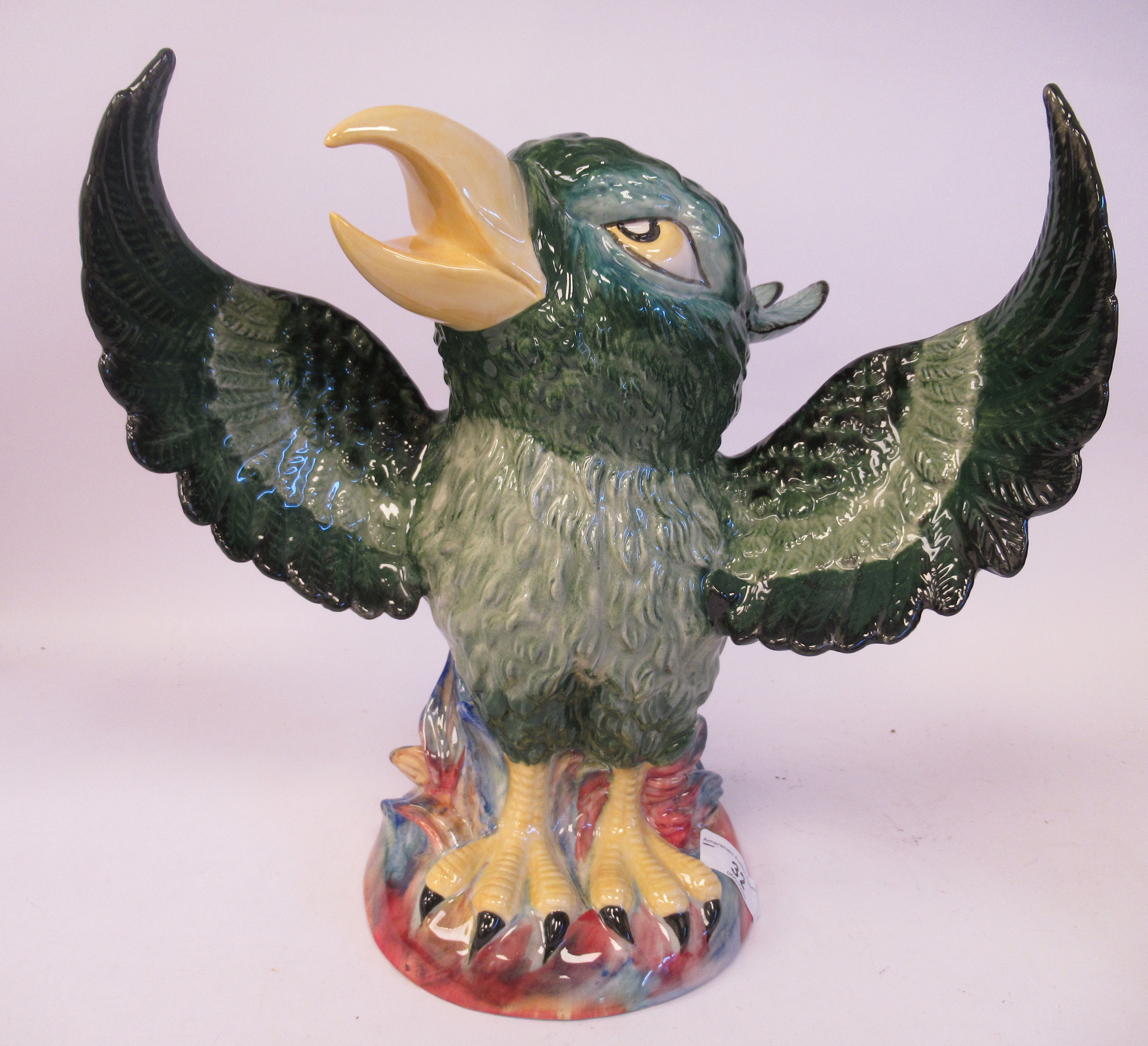 A Peggy Davis Ceramics, artist's original proof by Victoria Bourne, 'The Pheonix' a grotesque bird