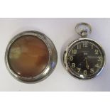 A World War II German KM Oberon nickel plated steel pair cased pocket watch, formerly the property