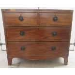 An early/mid 19thC mahogany four drawer dressing chest, raised on bracket feet  32"h  36"w