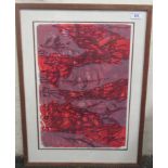 'Red Nature'  an abstract study  Limited Edition 35/64 print  bears an indistinct signature  20" x