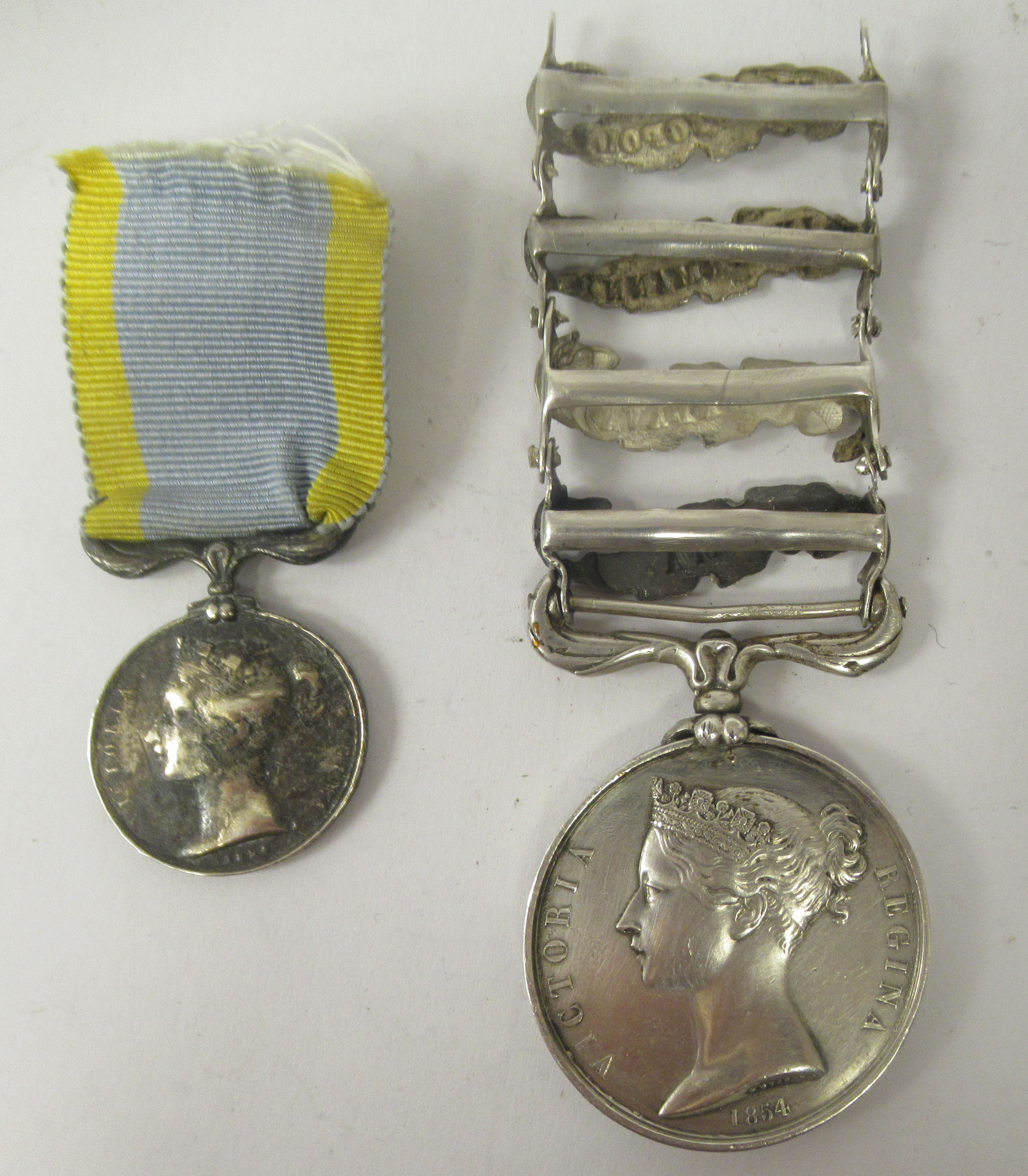 A Crimean War silver medal, awarded to one Surj John Paynter 13 Lt. Dragoons with four bars, for - Image 3 of 10