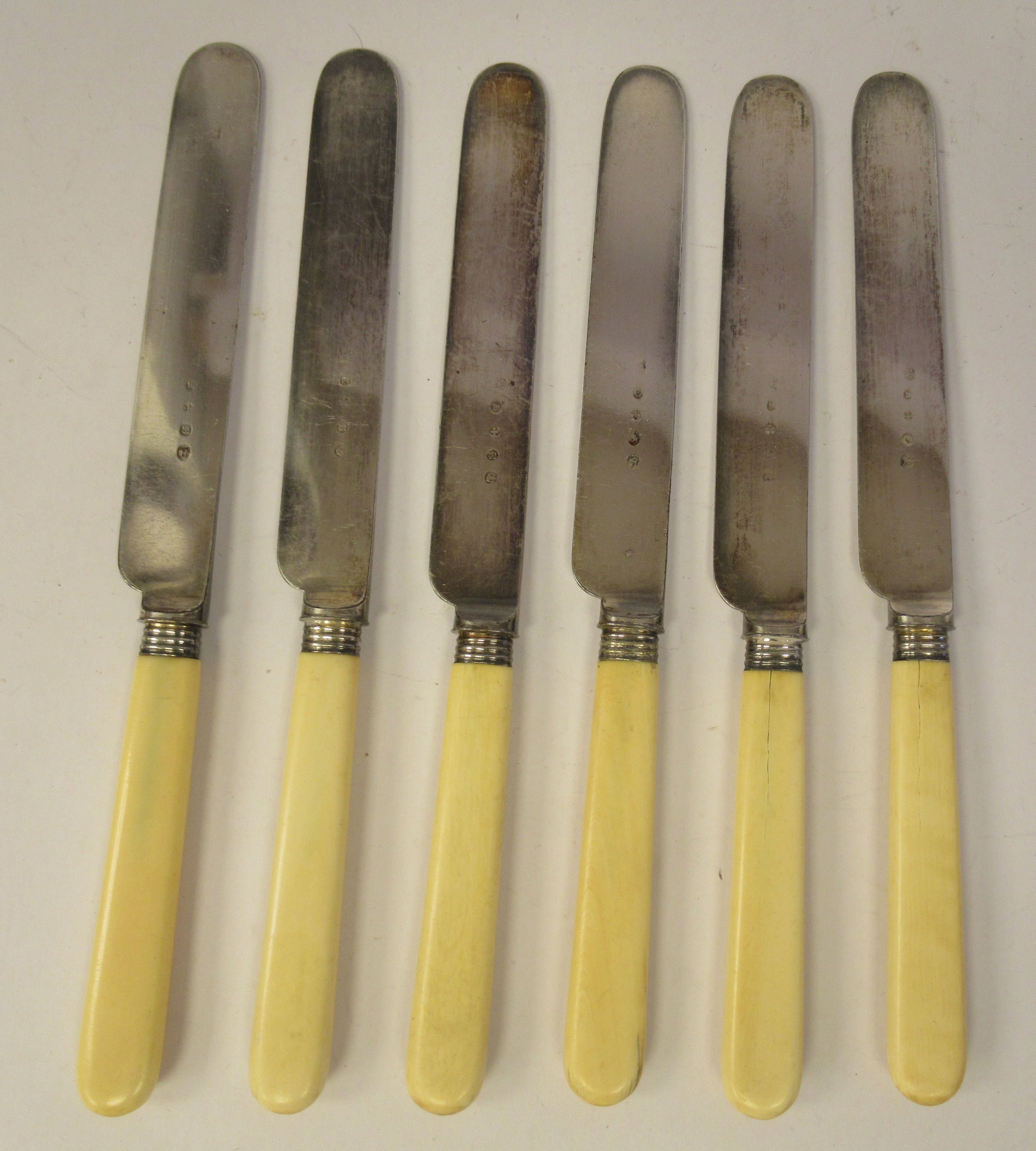 A set of six late 19thC silver plated fruit knives, on ivory handles - Image 2 of 3