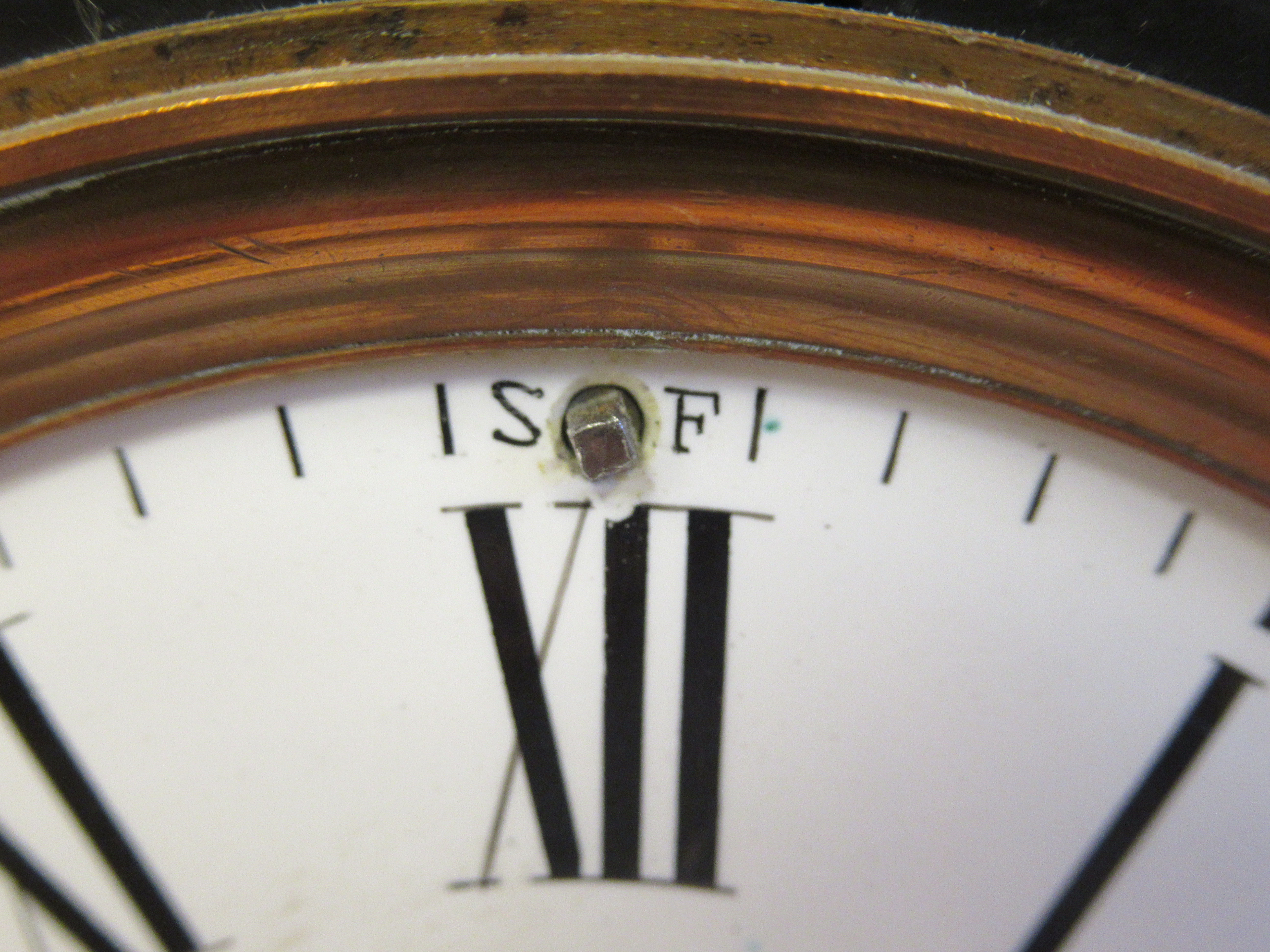 A late Victorian black slate and mottled green marble cased, platform top mantel clock; the bell - Image 6 of 8