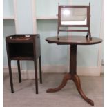 Small furniture: to a include Georgian and later mahogany tip-top table, raised on a pedestal base