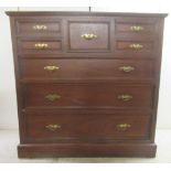 An Edwardian eight drawer mahogany dressing chest, on a plinth  48"h  48"w