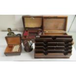 19th and 20thC collectables: to include an Edwardian mahogany desktop leather rack  10"h  12"w