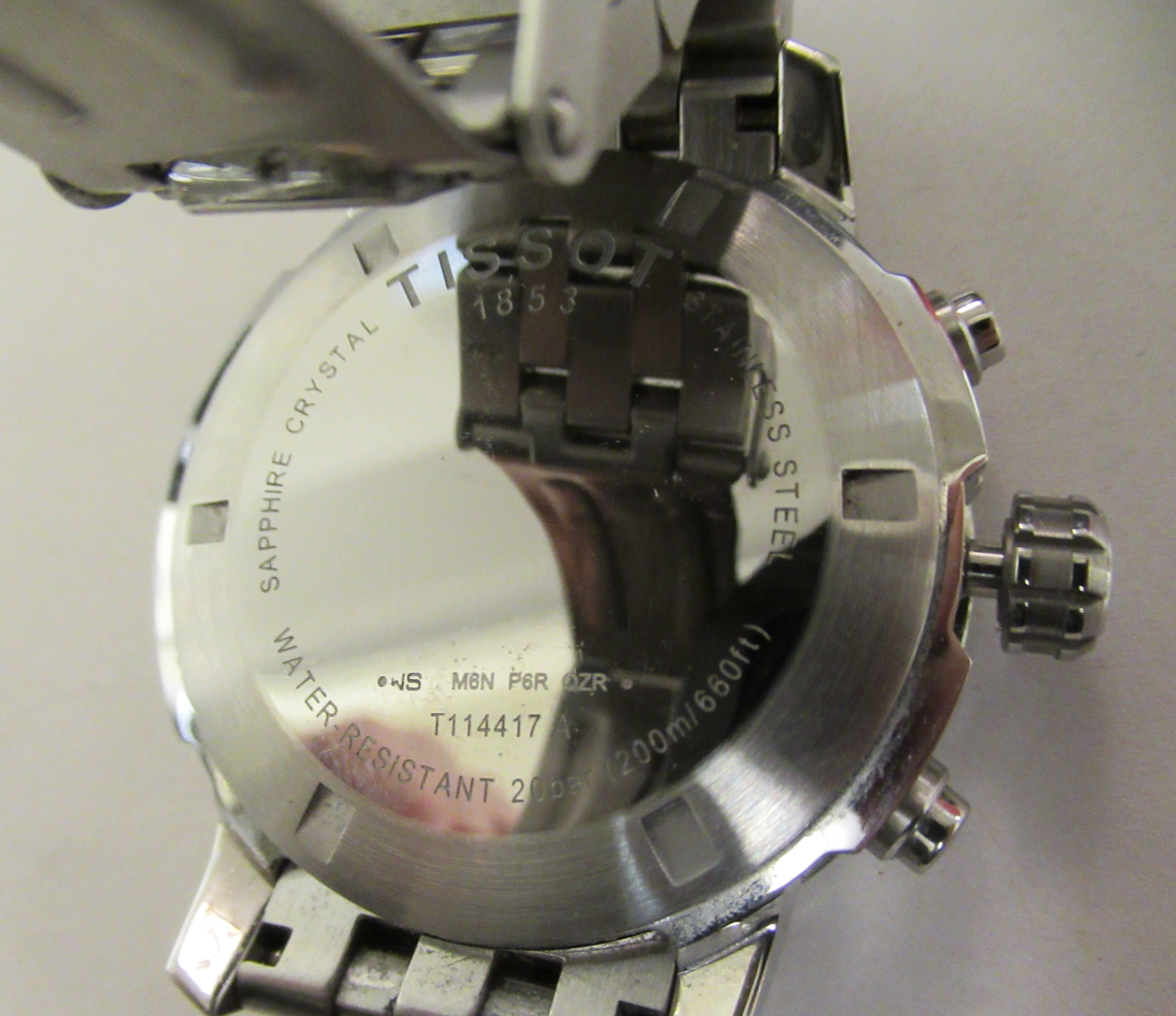 A stainless steel cased and strapped Tissot Tachymeter chronograph, the quartz movement faced by s - Image 5 of 6