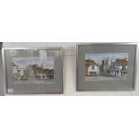 Gillian Richards - two studies, Old Amersham  watercolours  bearing signatures  6" x 12"  framed