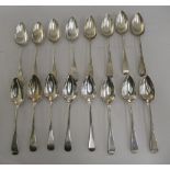 A set of sixteen George III silver Old English pattern dessert spoons  London 1805