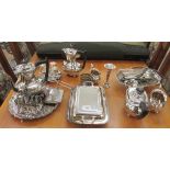 Silver plated tableware: to include a tureen and cover; a four division toastrack; and a bread