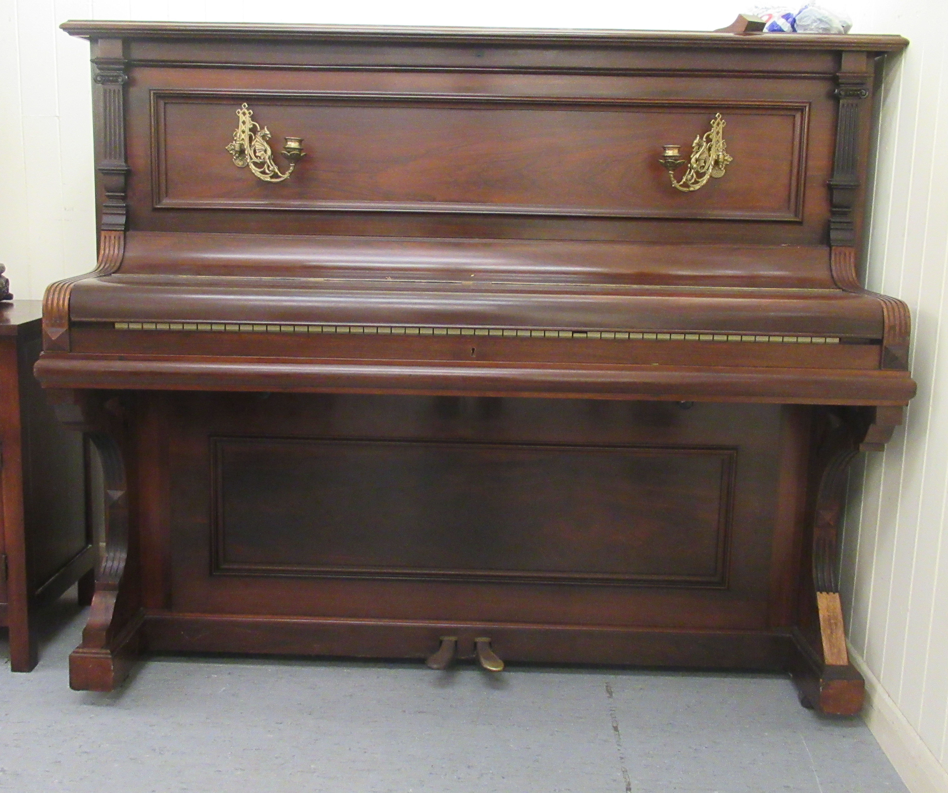 A circa 1900, Julius Bluthner of Leipzig rosewood, iron framed, straight strung, upright piano, no.