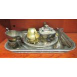 Silver plated tableware: to include a three piece tea set