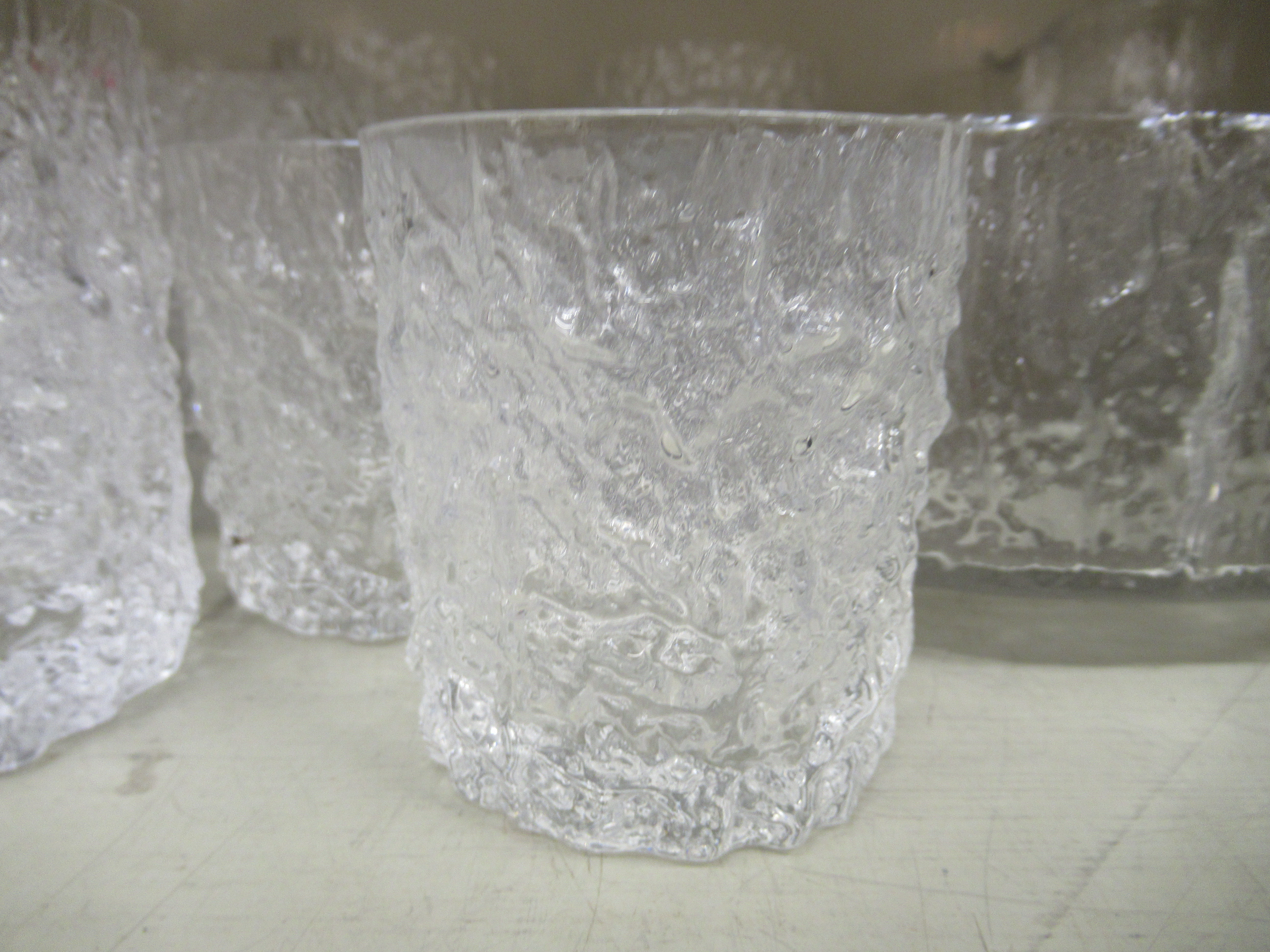 Possibly Whitefriars, bark effect glassware: to include two sizes of tumblers - Image 2 of 2