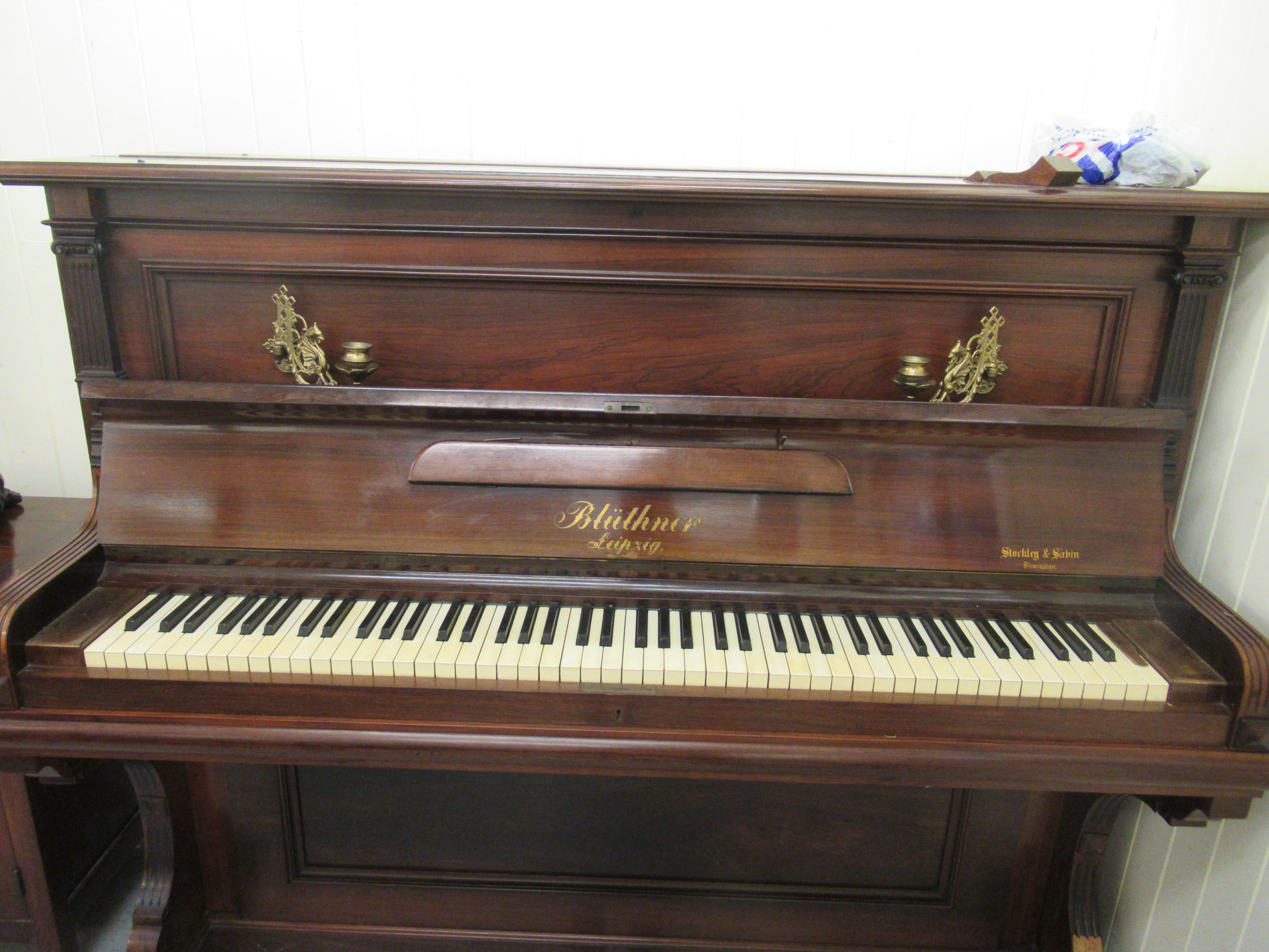 A circa 1900, Julius Bluthner of Leipzig rosewood, iron framed, straight strung, upright piano, no. - Image 2 of 6