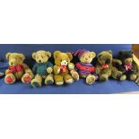 Six Harrods Christmas Teddy bears: to include 2004 example