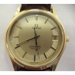 An Omega Seamaster gold plated, stainless steel cased wristwatch, the quartz movement faced by a