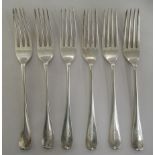 A set of six Walker & Hall silver Old English pattern dessert forks  Sheffield 1910