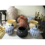 Interior designer items: to include a pair of modern Chinese porcelain vases, decorated in blue