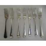 Victorian and later silver Old English pattern dessert forks  mixed marks