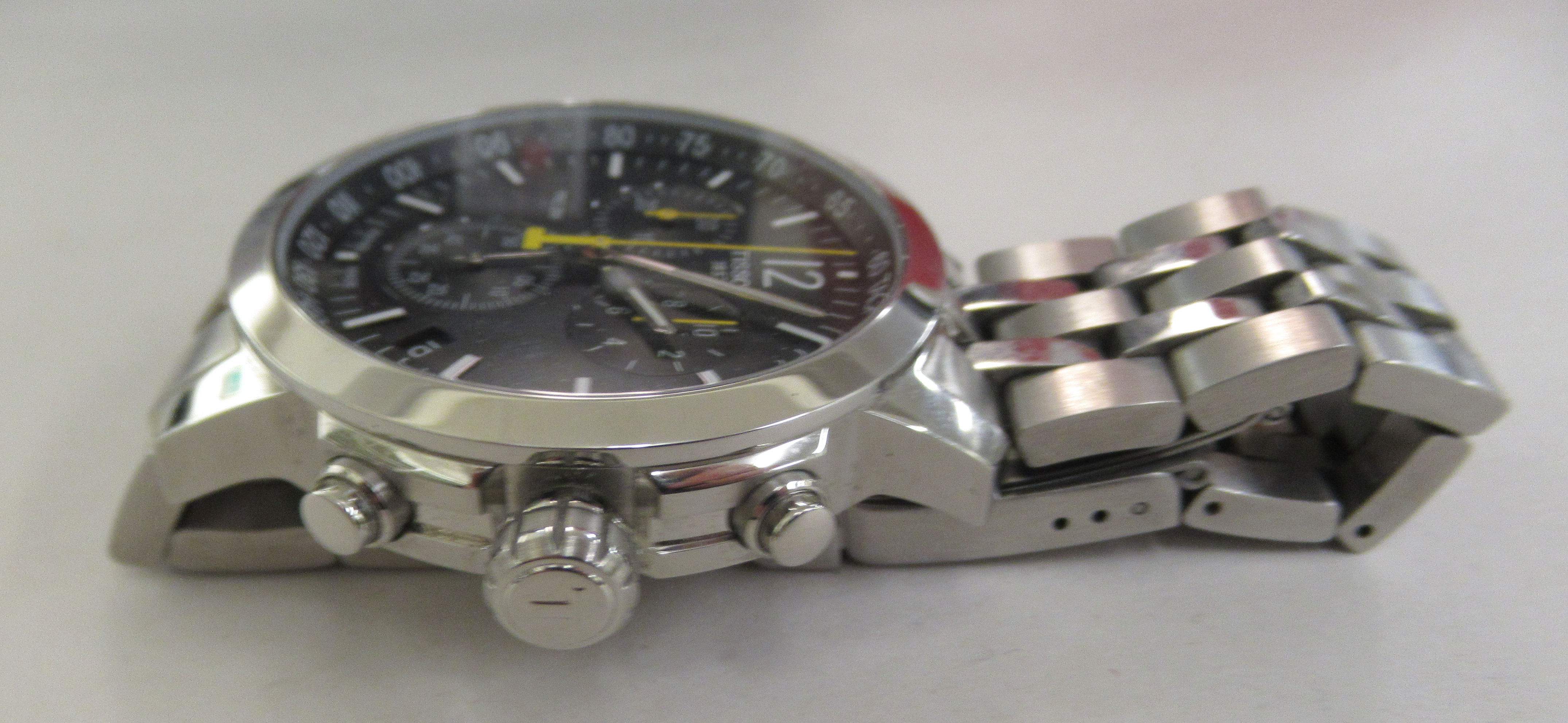 A stainless steel cased and strapped Tissot Tachymeter chronograph, the quartz movement faced by s - Image 4 of 6
