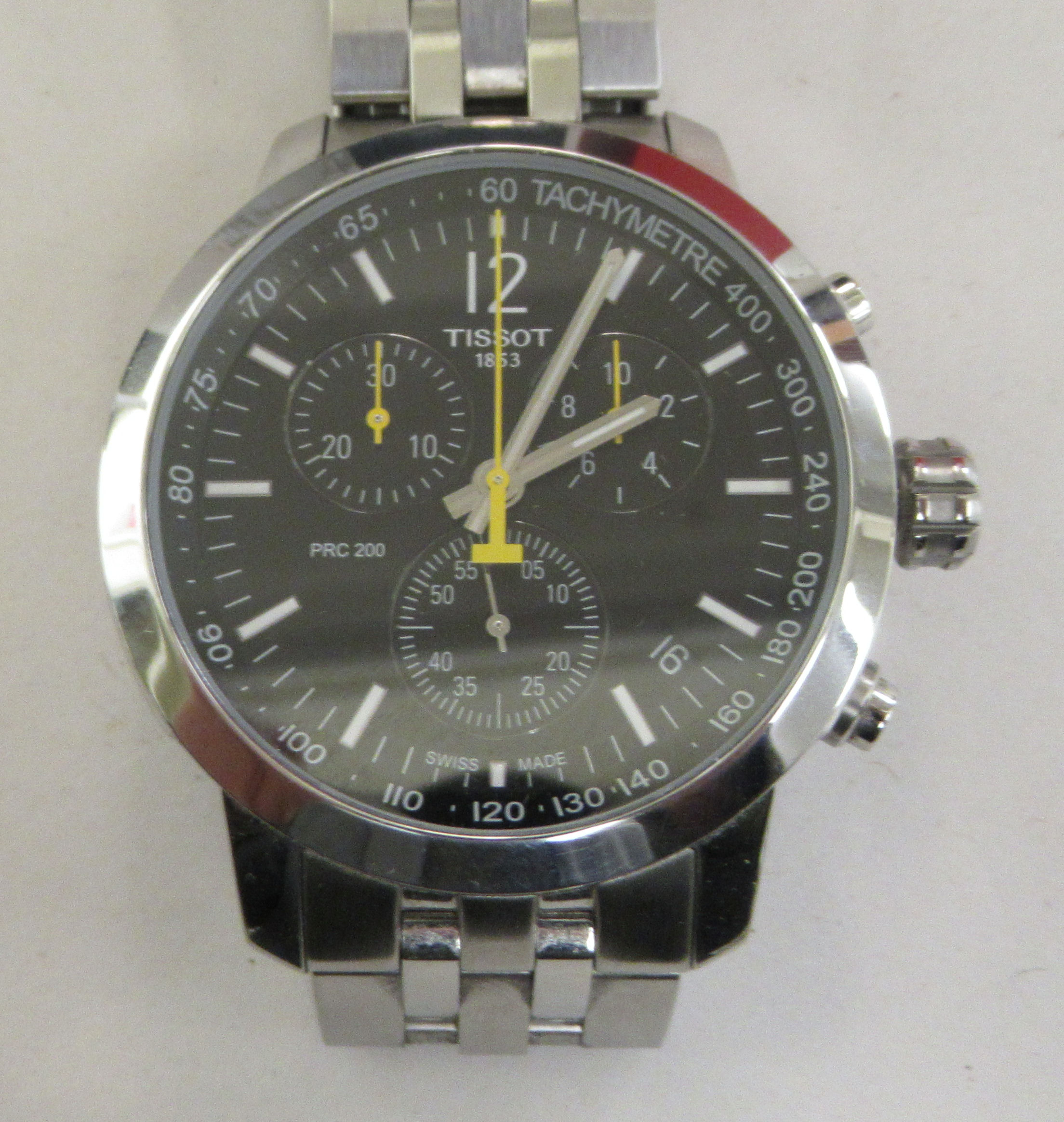 A stainless steel cased and strapped Tissot Tachymeter chronograph, the quartz movement faced by s - Image 2 of 6