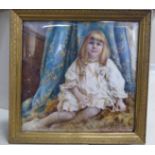 Inez Stanley Edwards - a portrait study of a little girl  bears a signature  4"sq