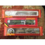 Three boxed Hornby 00 gauge electric model locomotives, viz. GWR County of Bedford; BR Mallard;