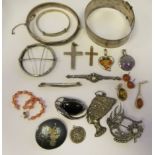 Silver and other items of personal ornament: to include a cross and other pendants