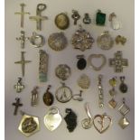 Silver, white coloured metal and other pendants; and assorted items of personal ornament