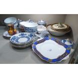 Mainly blue and white porcelain and china tableware: to include rice bowls