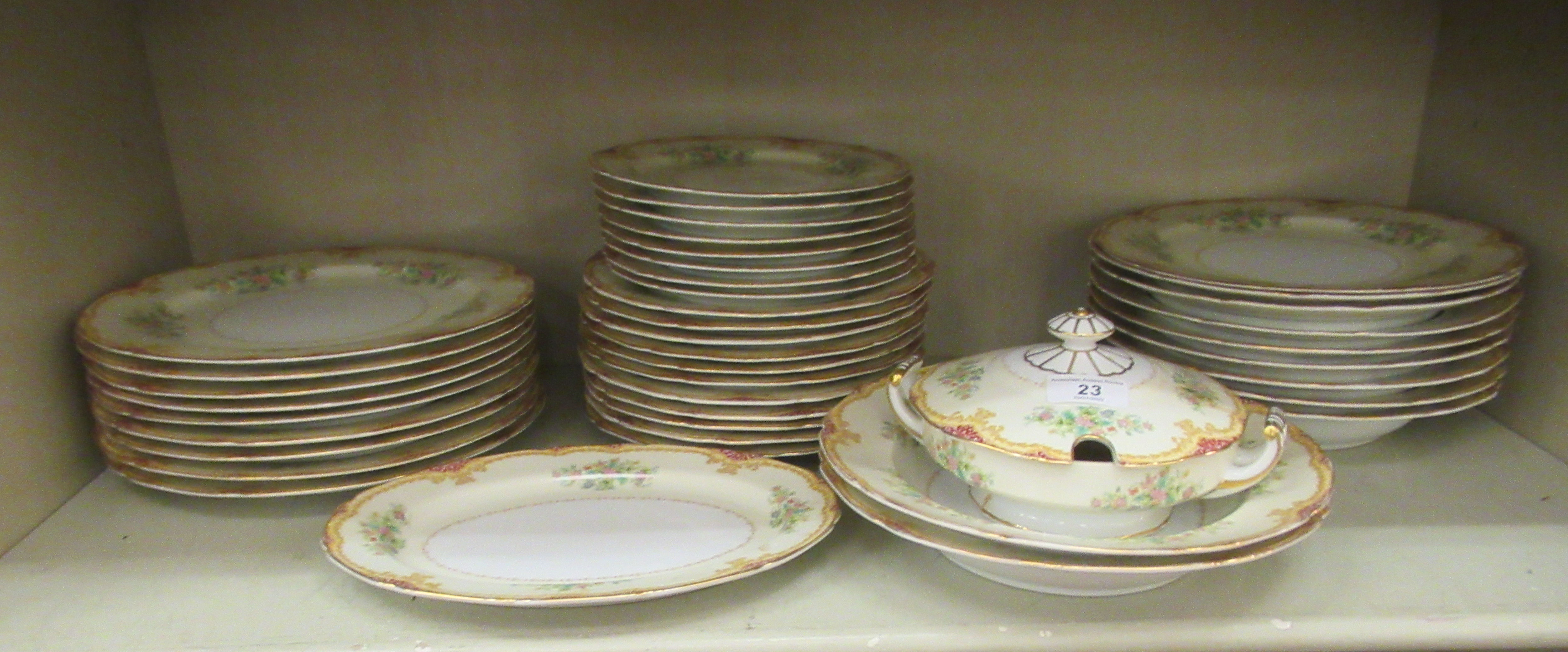 Noritake porcelain tableware, decorated with flora and gilding