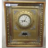 A late 19thC hanging wall clock, set in a moulded and glazed giltwood box frame; the spring driven