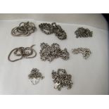 Silver coloured metal necklaces and chains