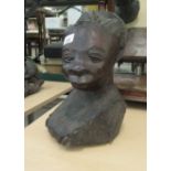 A carved wooden bust  14"h