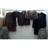 20thC fur and faux fur stoles; and three-quarter length jackets