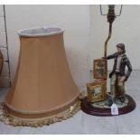 A Capo-di-Monte porcelain table lamp, fashioned as a street artist, on a plinth  21"overall