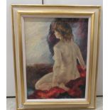 Raphael Soer - a nude study  oil on board  bears a signature  23" x 17"  framed