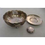 European and other white metal items: to include a bowl  4"dia