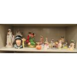 China figures: to include Royal Albert Beatrix Potter examples, Art Deco inspired ladies  9"h; and