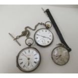 Three silver cased pocket watches: to include a JG Graves of Sheffield example, faced by a Roman