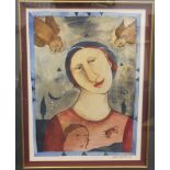 H De Clercq - a fantasy head and shoulders portrait, a young woman  watercolour  bears a signature &